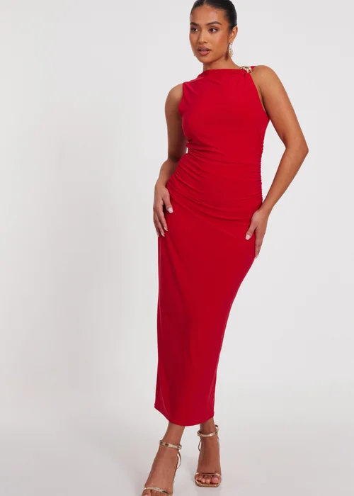Quiz Red Petite Buckle Detail Midaxi Dress - 6 Image 1