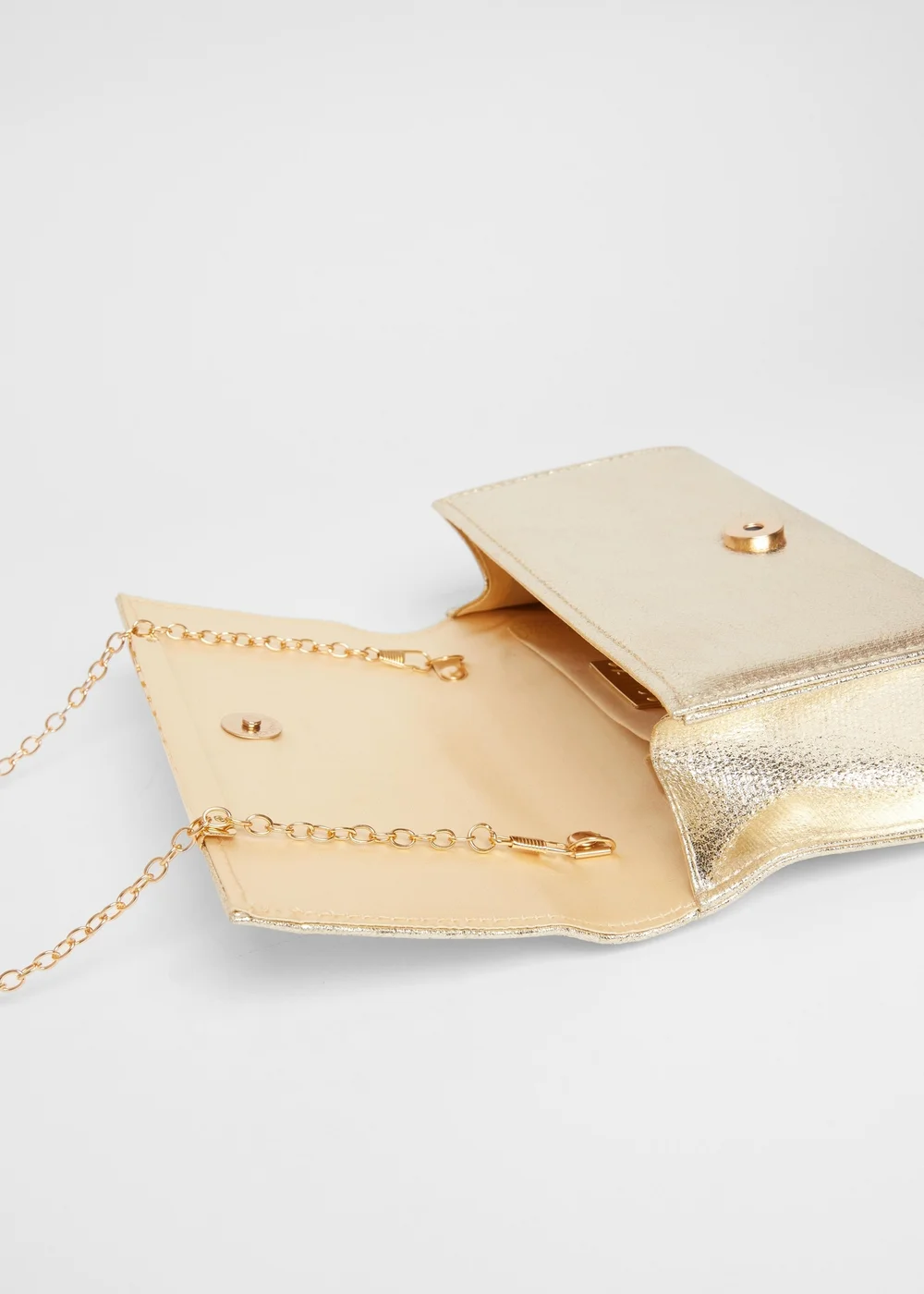 Quiz Gold Metallic Clutch Bag - One Size Image 2