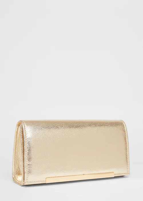 Quiz Gold Metallic Clutch Bag - One Size Image 3