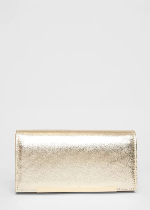 Quiz Gold Metallic Clutch Bag - One Size Image 1