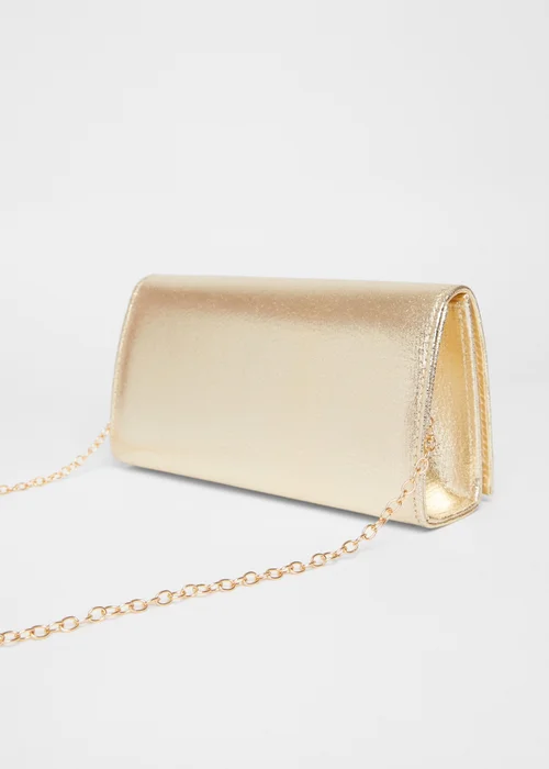 Quiz Gold Metallic Clutch Bag - One Size Image 4