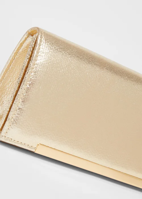 Quiz Gold Metallic Clutch Bag - One Size Image 5