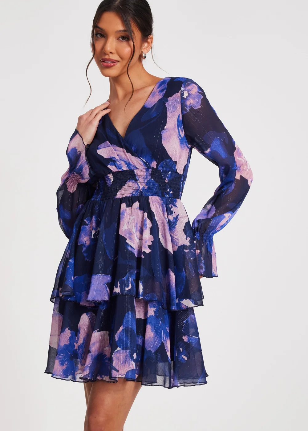 quiz floral skater dress QUIZ Women's Scuba Floral Bardot Skater Midi Dress