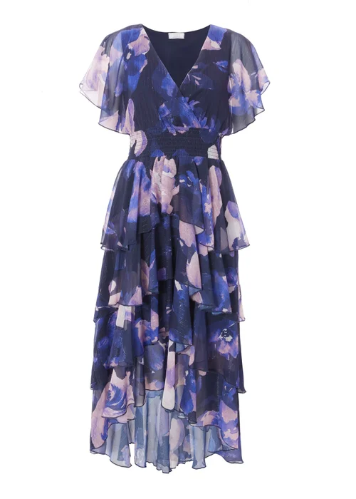 Quiz Navy Dip Hem Midi Dress - 8 Image 4