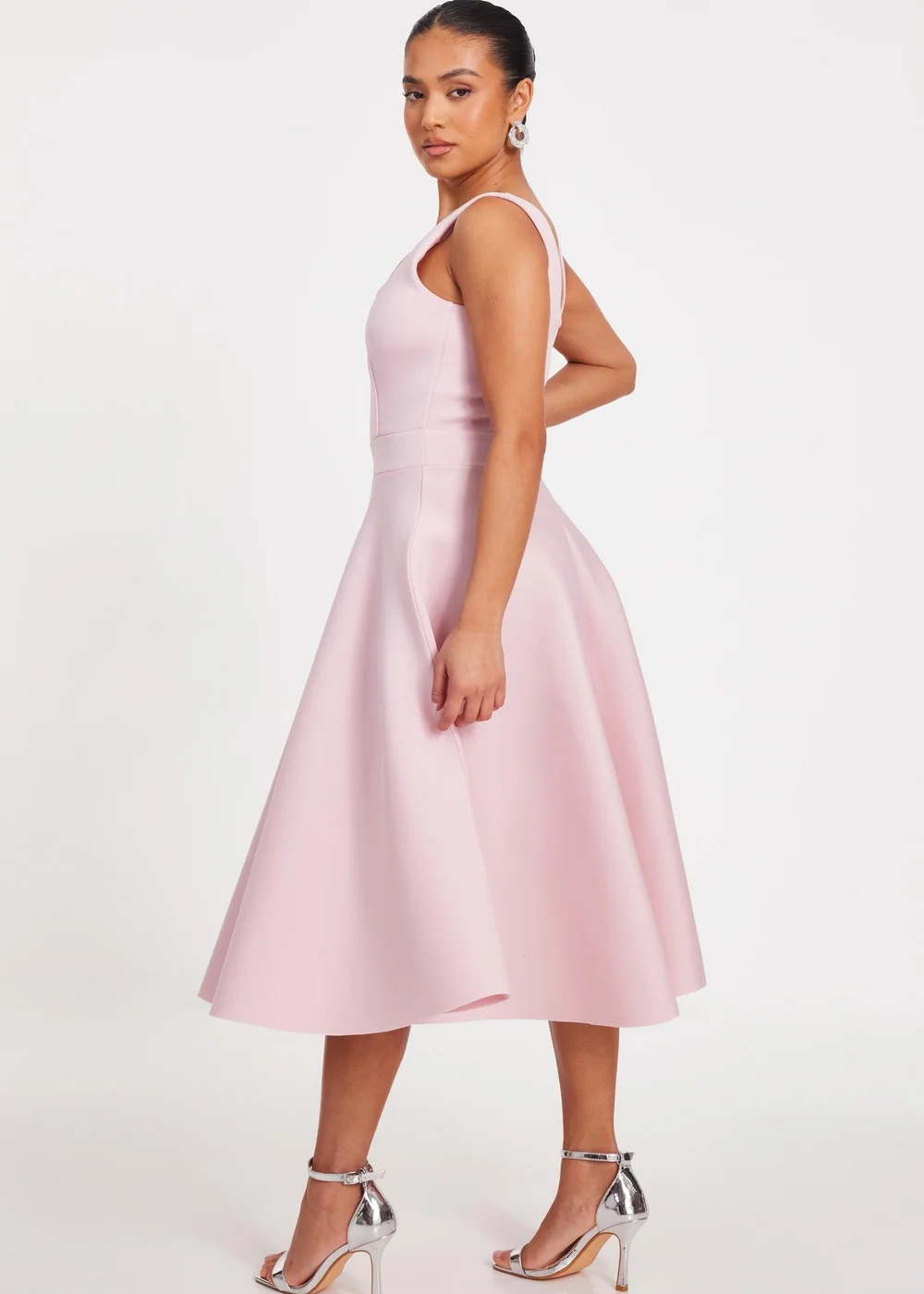 Quiz Pink Petite A-Line Midi Dress - 6 Image 2