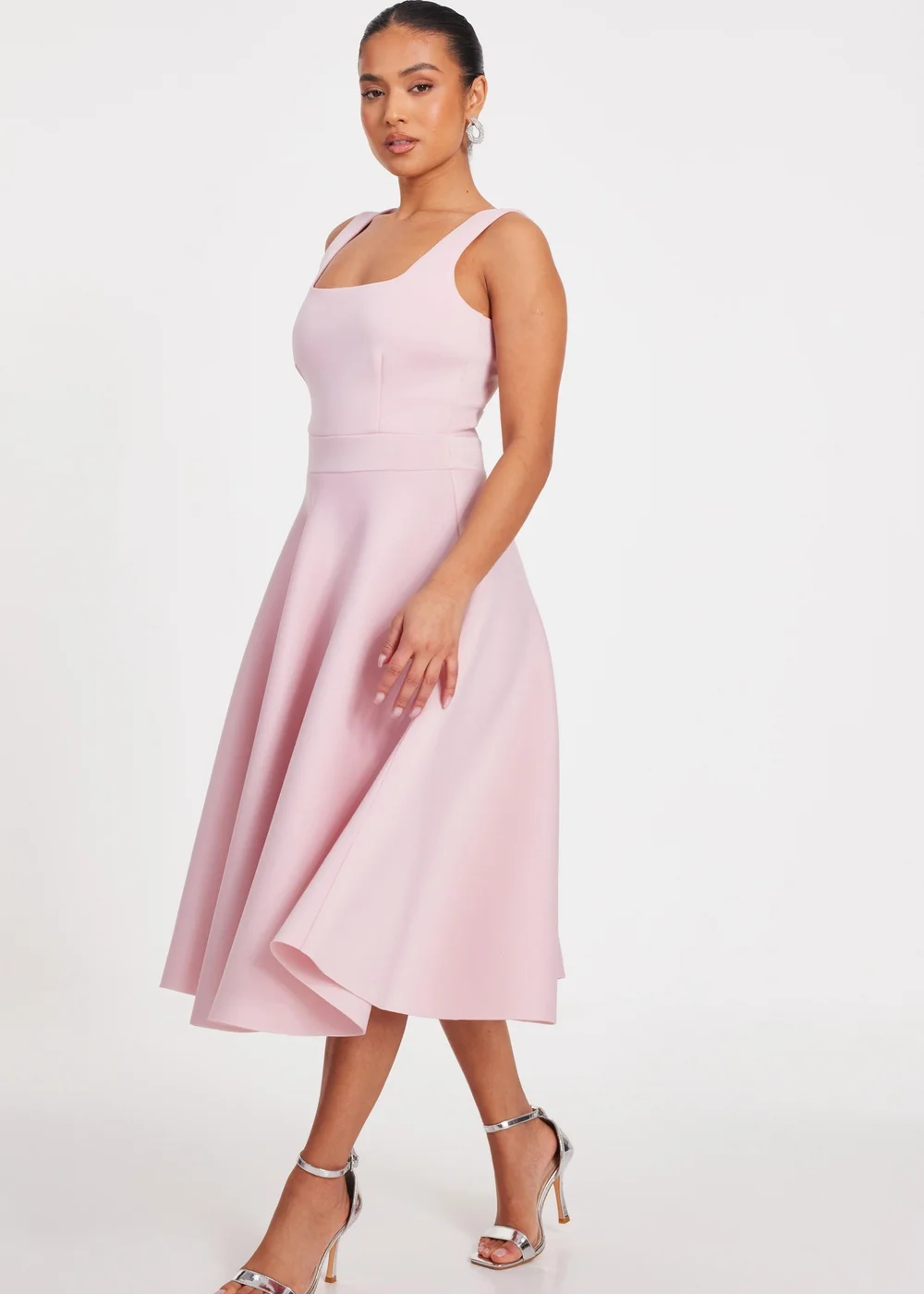 Quiz Pink Petite A-Line Midi Dress - 6 Image 3
