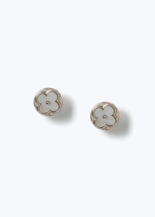 Muse White Flower Stud Earrings - One Size Image 1
