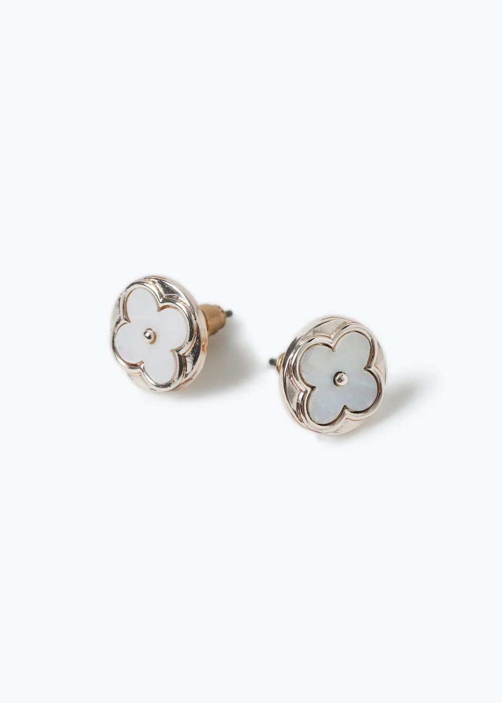 Muse White Flower Stud Earrings - One Size Image 2