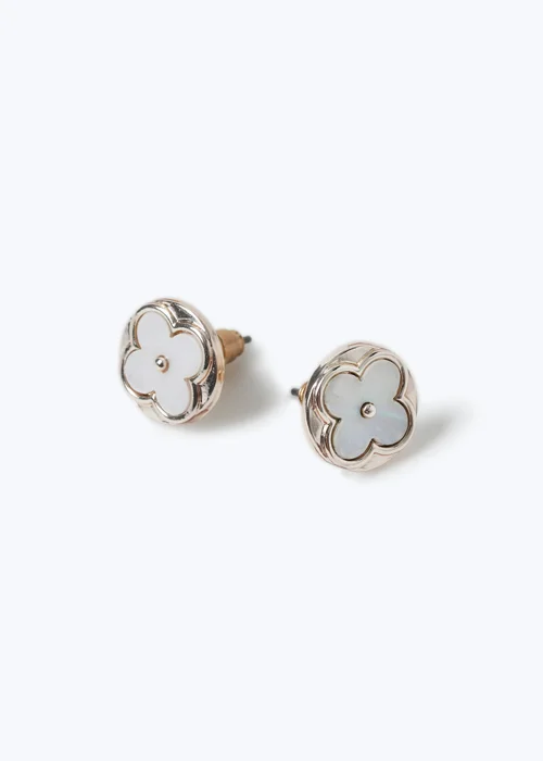 Muse White Flower Stud Earrings - One Size Image 2