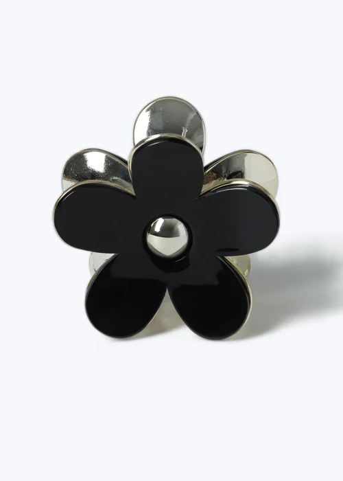 Black Flower Claw Clip - One Size Image 2