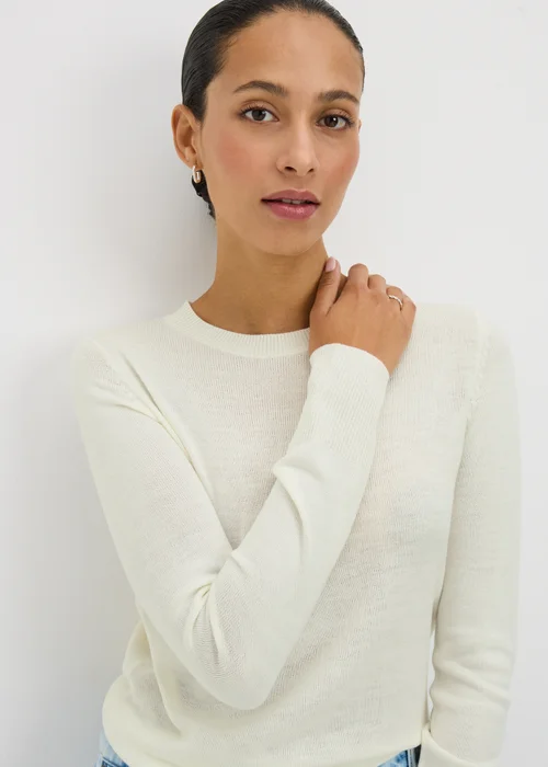 Cream Crew Neck Jumper - 8 Image 1