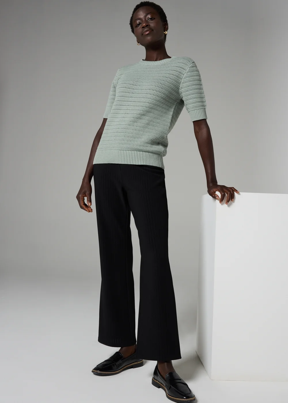 Black Mini Ribbed Trousers - 26/L29 Image 2
