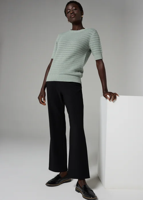Black Mini Ribbed Trousers - 26/L29 Image 2