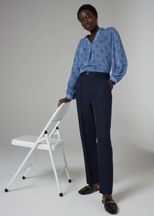 Et Vous Navy Snaffle Trousers - 22/L29 Image 1