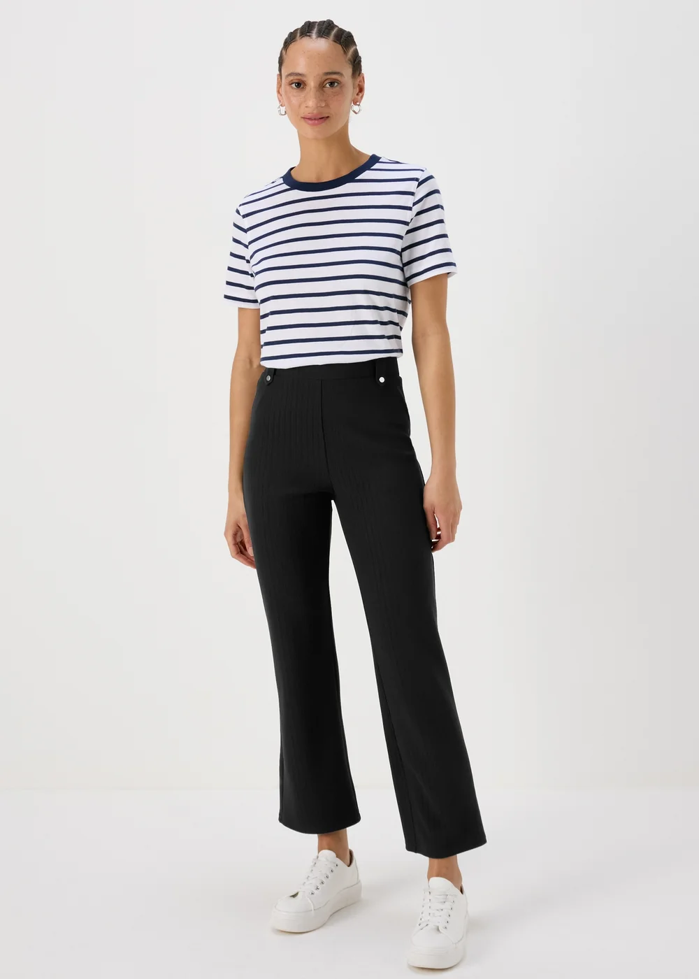 Navy Rib Petite Trousers - 18/l27 Image 1