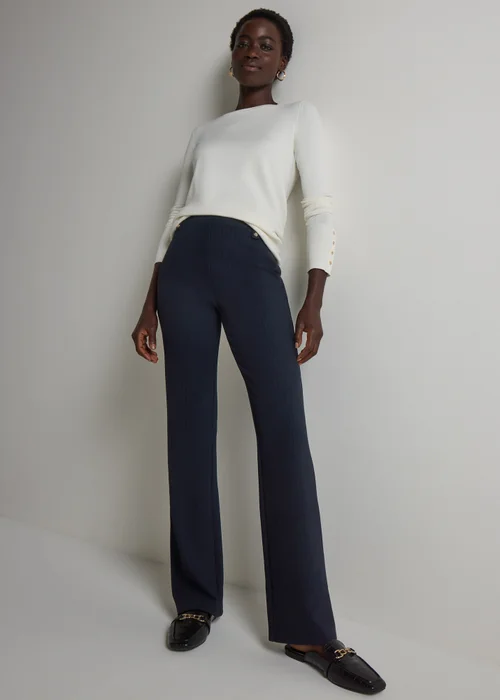 Long Navy Bootcut Trousers - 18/L33 Image 2