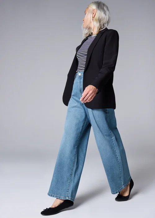 Mid Wash Stretch Wide Leg Jeans - 8/L29 Image 2