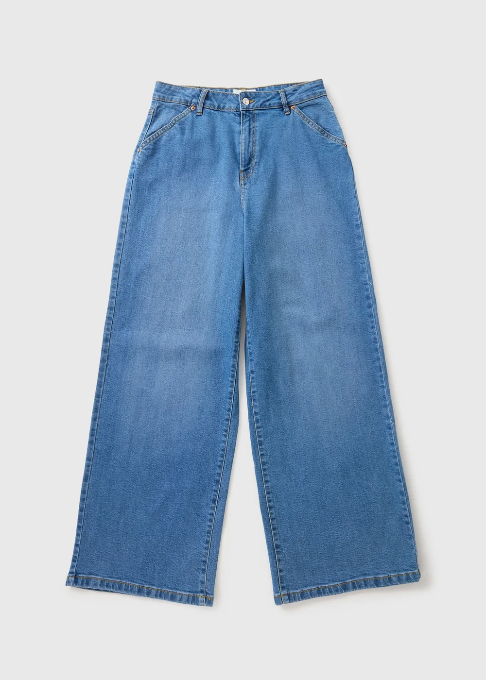 Mid Wash Stretch Wide Leg Jeans - 8/L29 Image 4