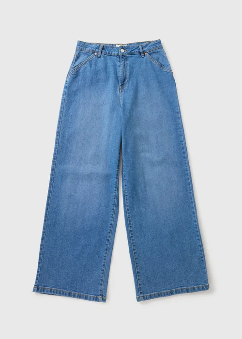 Mid Wash Stretch Wide Leg Jeans - 8/L29 Image 4
