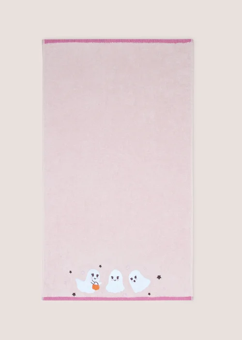 Pink Halloween Ghost Hand Towel - Hand Towel Image 1