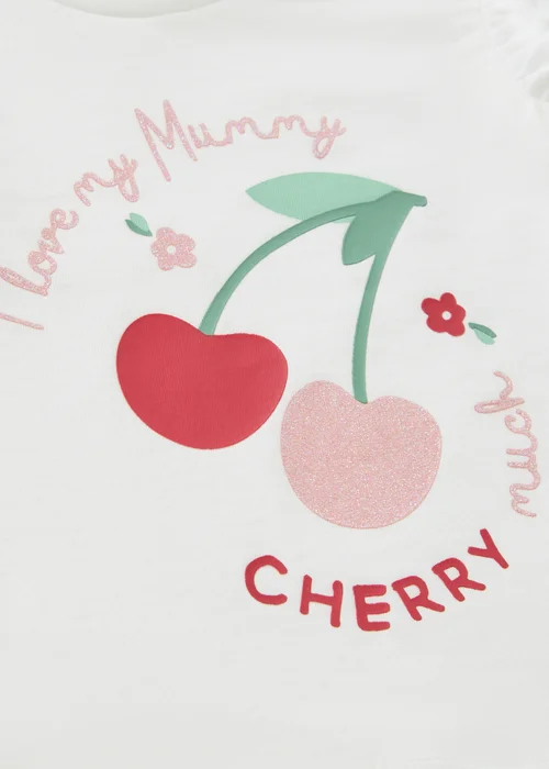 Baby White Cherry Mummy Top (Newborn-23mths) - 0-3 months Image 2