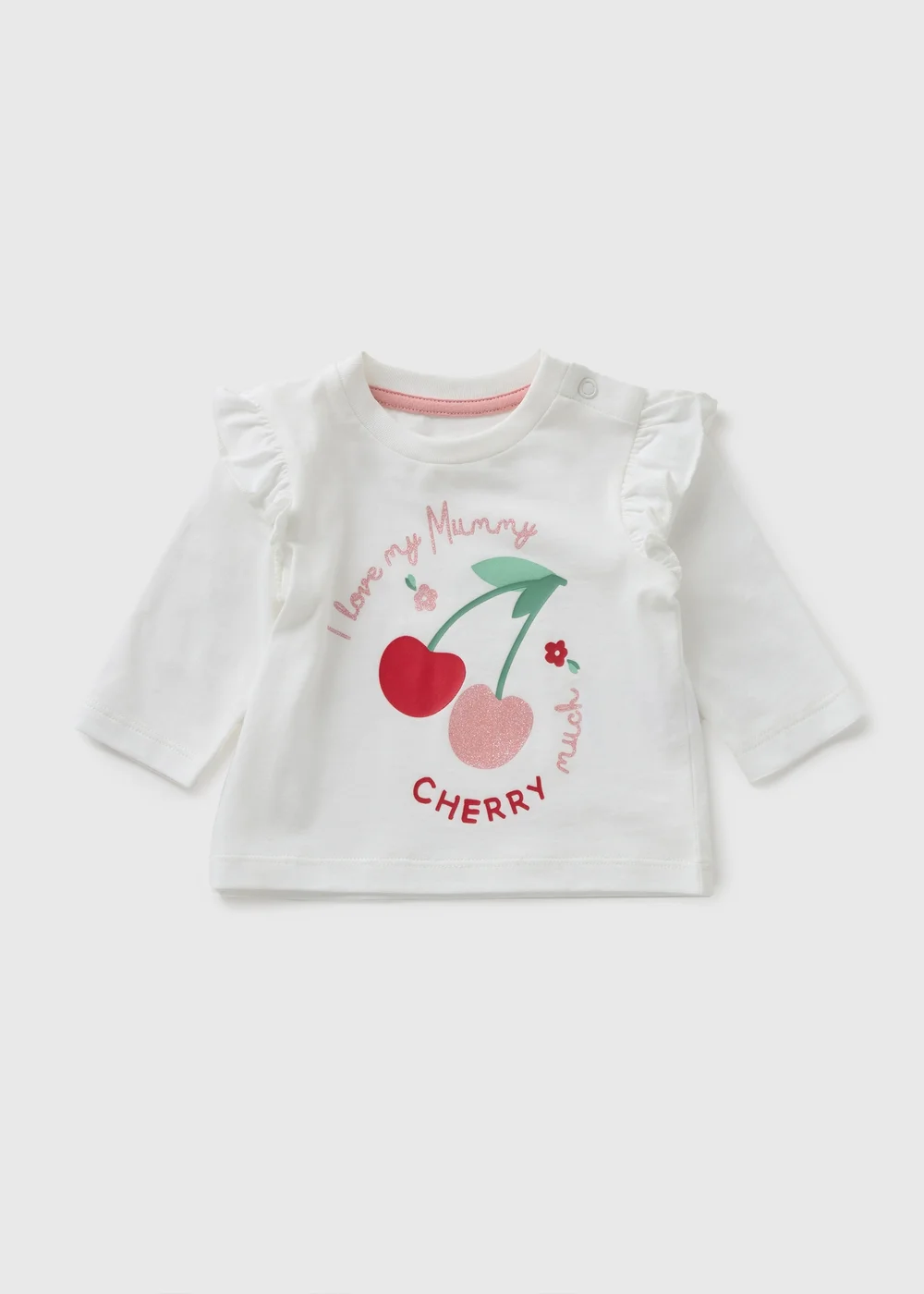 Baby White Cherry Mummy Top (Newborn-23mths) - 0-3 months Image 1