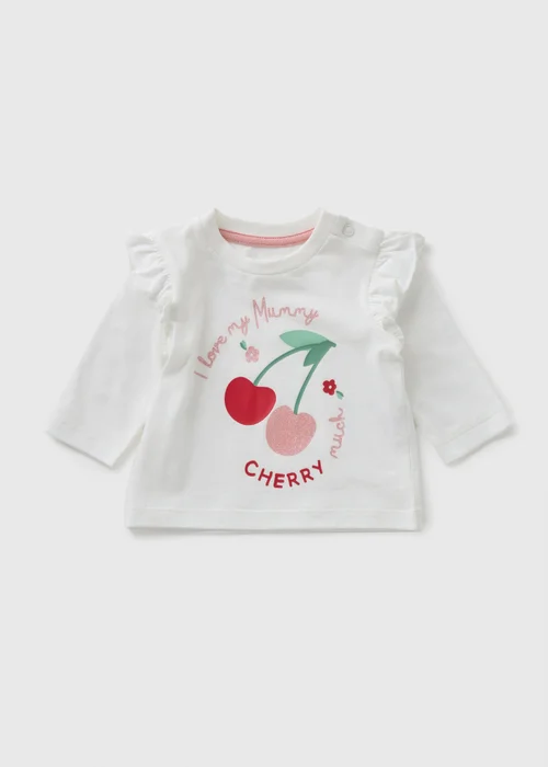 Baby White Cherry Mummy Top (Newborn-23mths) - 0-3 months Image 1