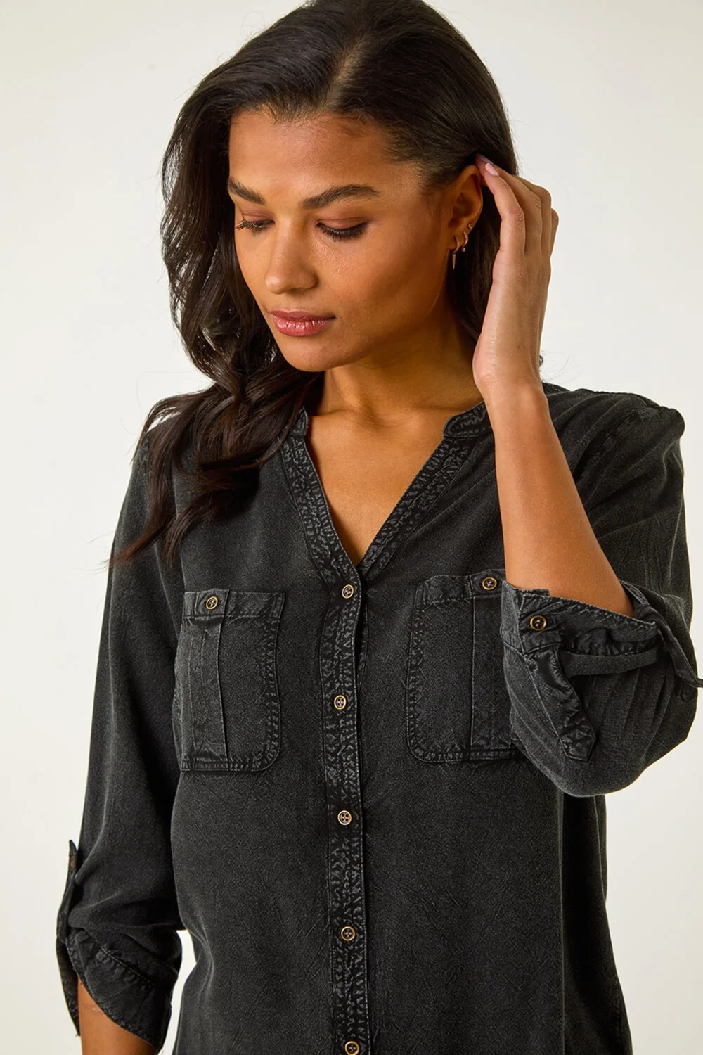 Roman Black Buttoned Pocket Shirt - 10 Image 3