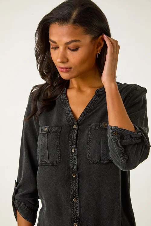 Roman Black Buttoned Pocket Shirt - 10 Image 3
