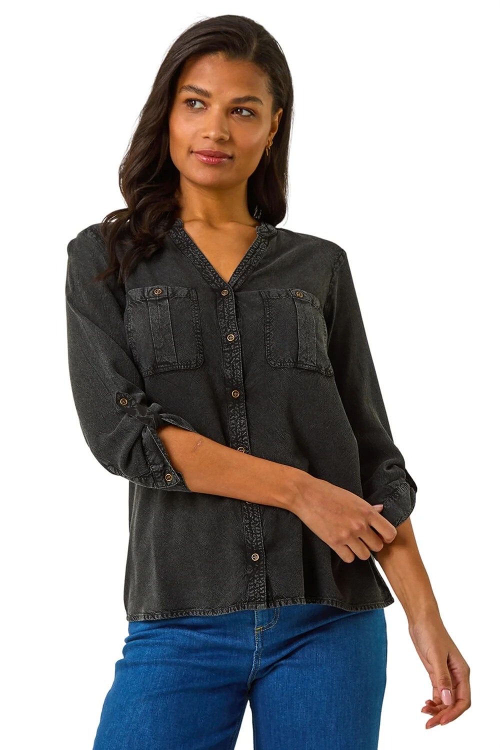 Roman Black Buttoned Pocket Shirt - 10 Image 1