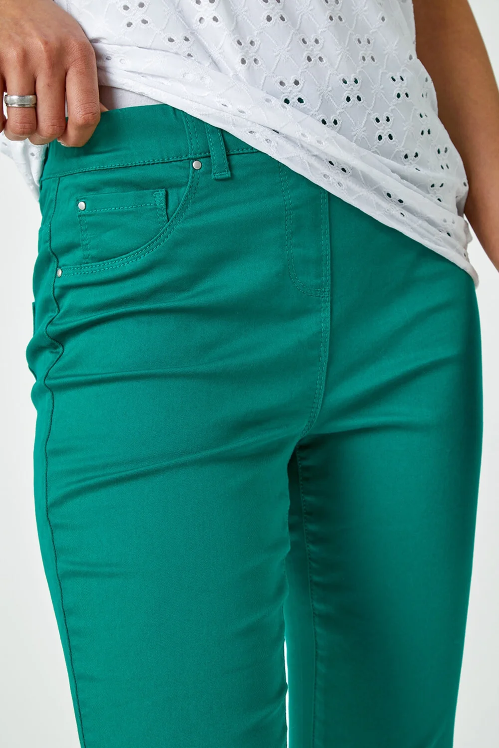 Roman Green Cropped Stretch Denim Jegging - 6 Image 4