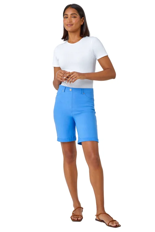 Roman Light Denim Turn Up Stretch Shorts - 20 Image 1