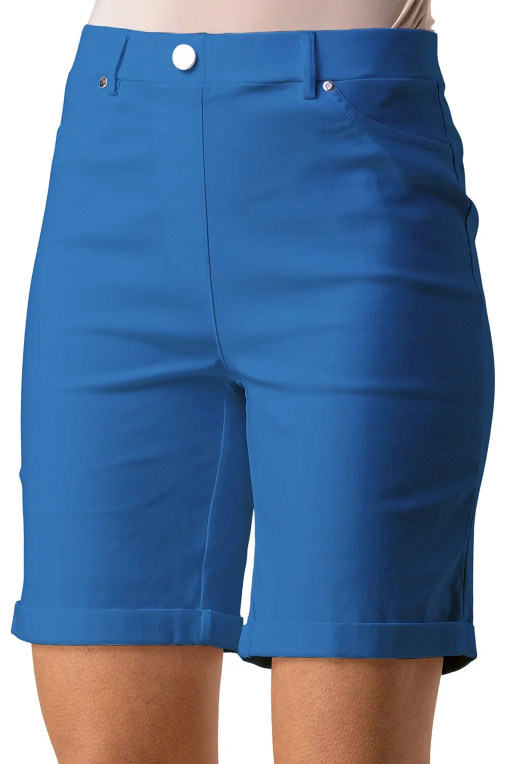 Roman Teal Blue Turn Up Stretch Shorts - 10 Image 3