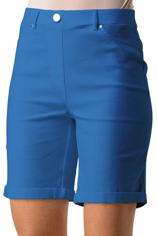 Roman Teal Blue Turn Up Stretch Shorts - 10 Image 3