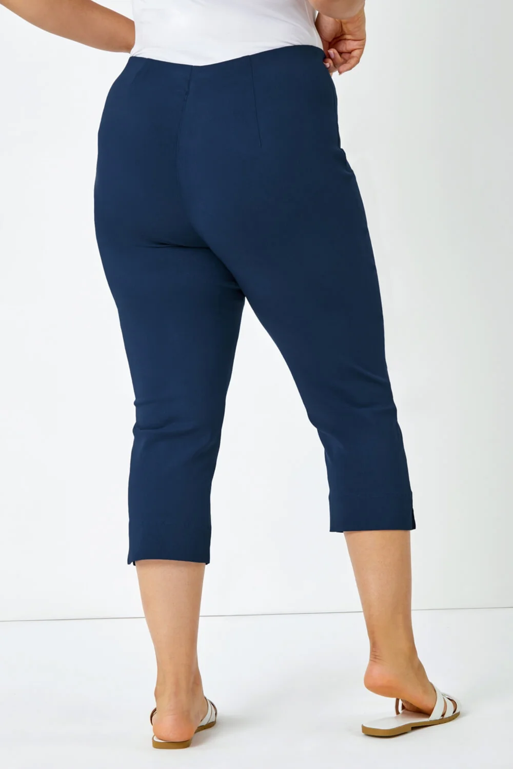 Roman Midnight Blue Curve Cropped Elastic Waist Stretch Trouser - 20 Image 4