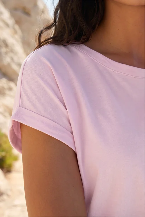 Roman Light Pink Plain Stretch Cotton Jersey T-Shirt - 14 Image 4