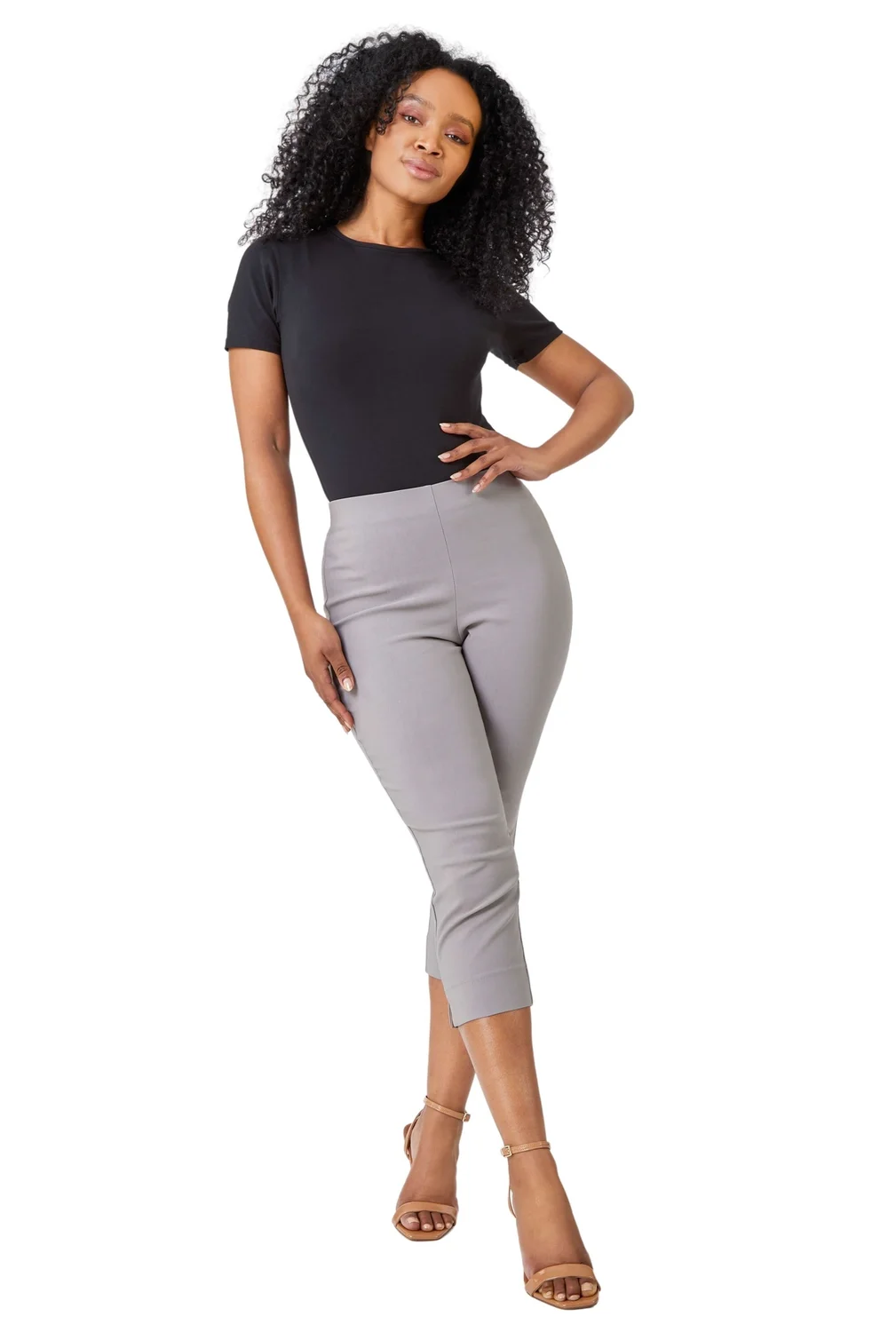 Roman Taupe Petite Cropped Stretch Trouser - 8 Image 1