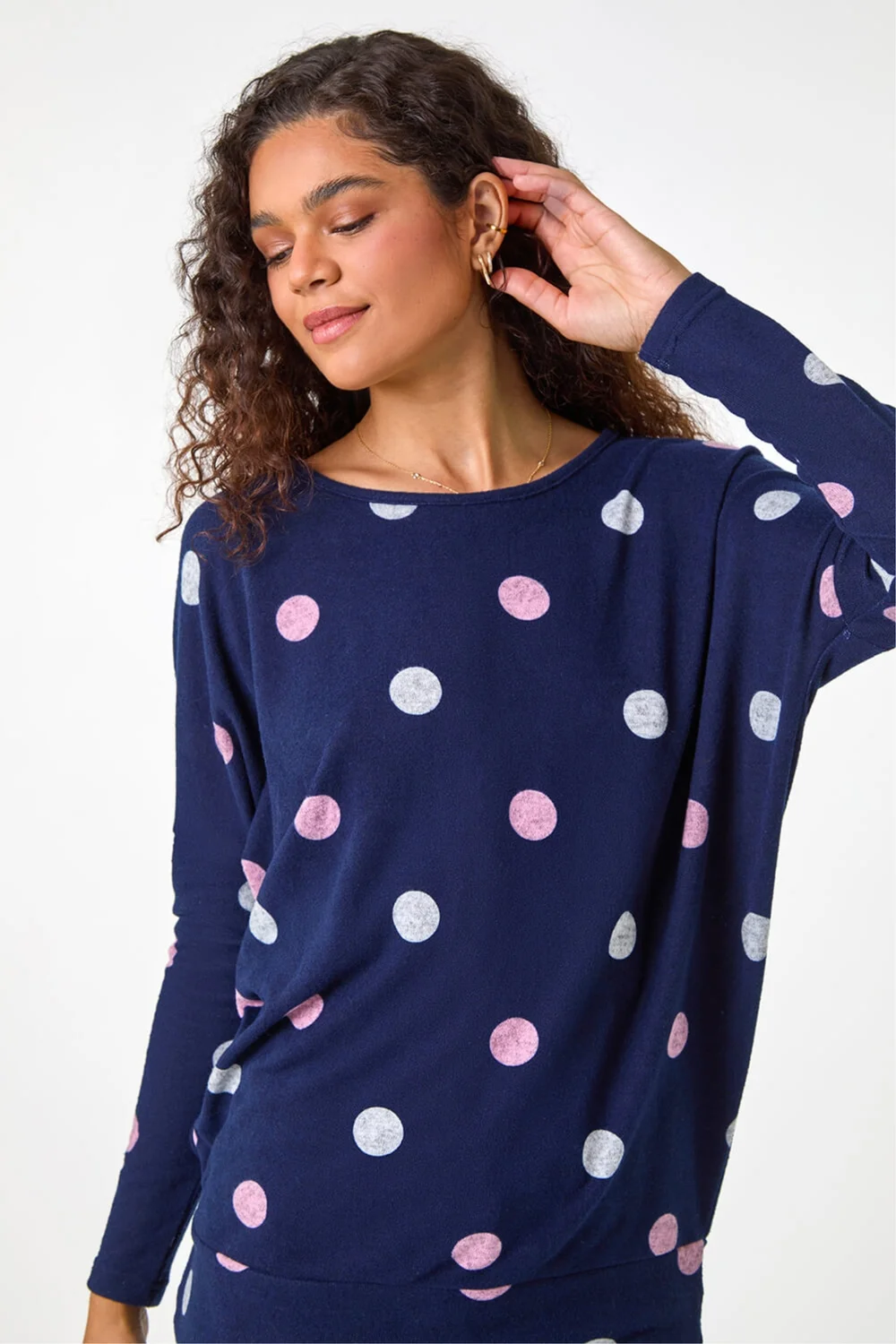 Roman Navy Spot Print Snit Top - 16 Image 1