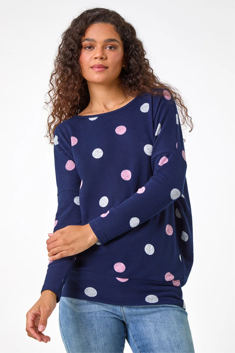 Roman Navy Spot Print Snit Top - 16 Image 4