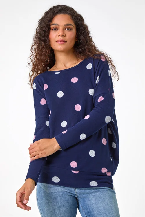 Roman Navy Spot Print Snit Top - 16 Image 4