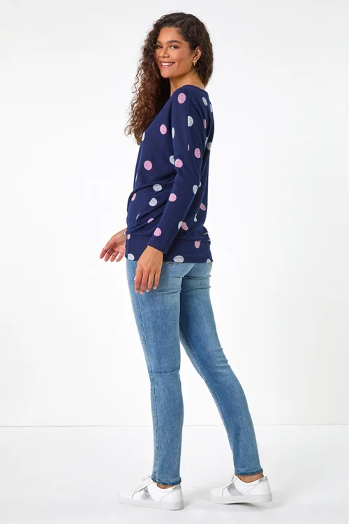 Roman Navy Spot Print Snit Top - 16 Image 3