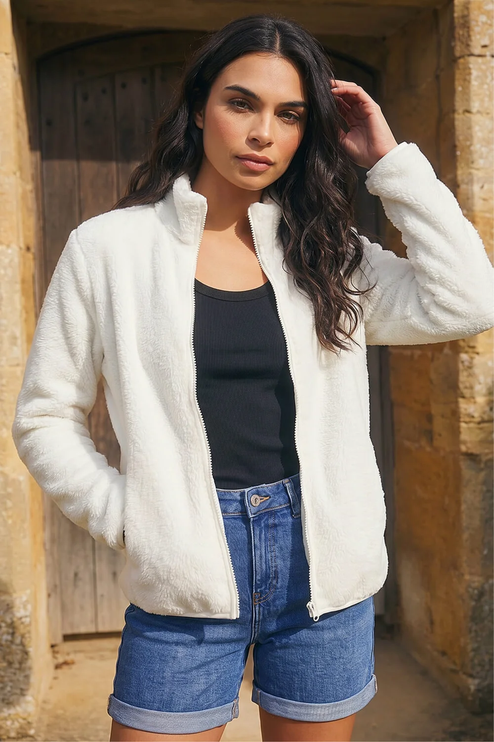 Roman White Soft Sherpa Fleece Jacket - XL Image 2