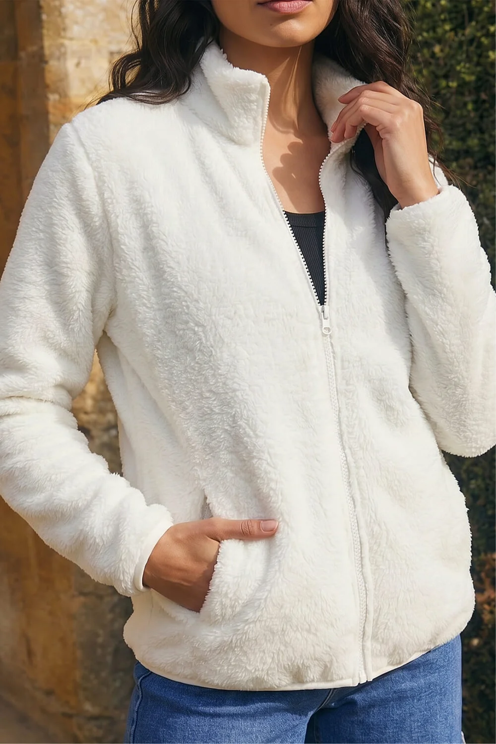 Roman White Soft Sherpa Fleece Jacket - XL Image 4