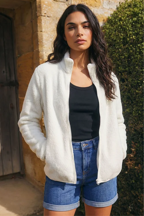 Roman White Soft Sherpa Fleece Jacket - XL Image 1