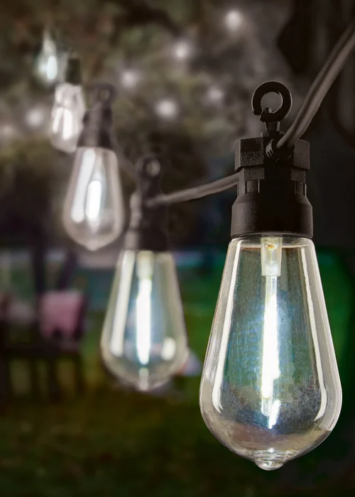 Premier Decorations 10 Cool White LED Connectable Teardrop Bulb Festoon String Lights - One Size Image 1