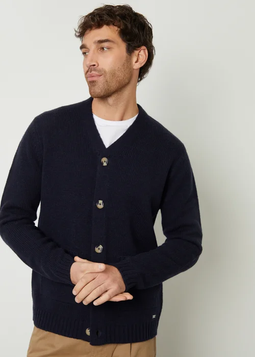 Threadbare Navy Knitted V-Neck Cardigan - M Image 5