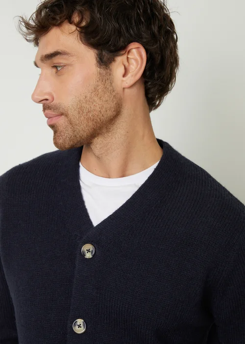 Threadbare Navy Knitted V-Neck Cardigan - M Image 3