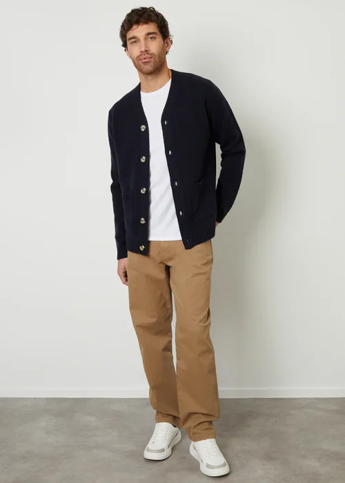 Threadbare Navy Knitted V-Neck Cardigan - M Image 4