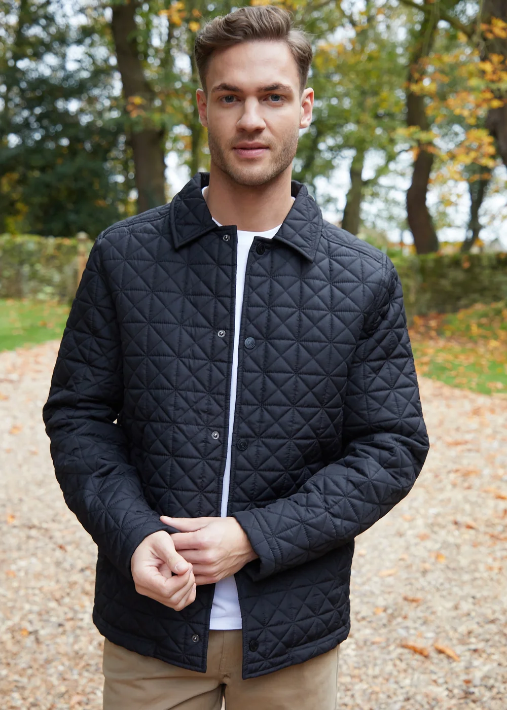 Threadbare Black Lightweight Collared Quilted Jacket - S Image 1