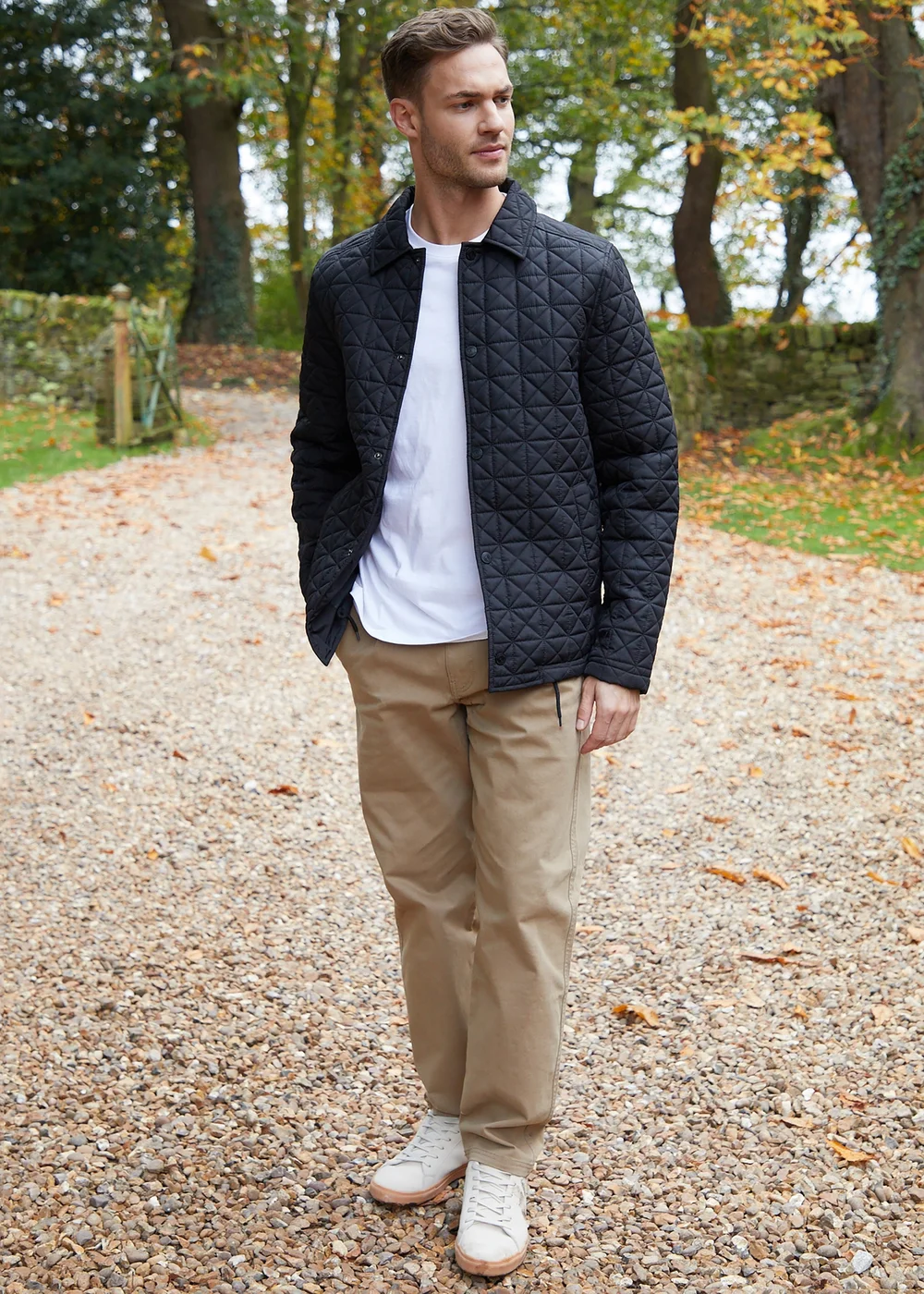 Threadbare Black Lightweight Collared Quilted Jacket - S Image 4